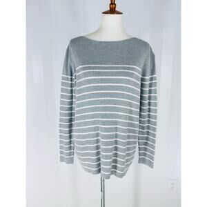 GAP Women’s Gray/White Striped Sweater Sz XL